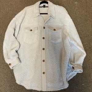 Light Blue Sherpa Shacket